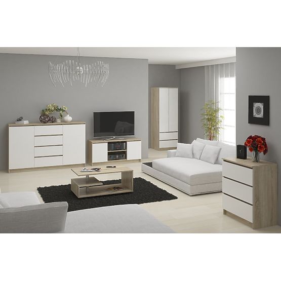 ŠATNÍ SKŘÍŇ STAR S 60 cm 2 DVEŘE 2 ŠUFLÍKY SONOMA / BÍLÁ