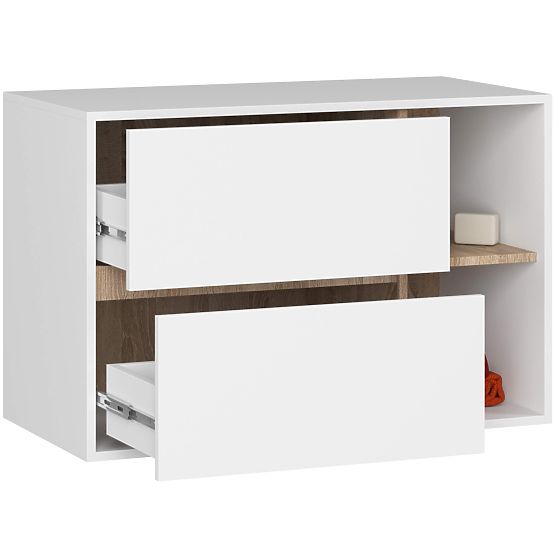 KOUPELNOVÁ SKŘÍŇKA POD UMYVADLO VAMI W90 2SZ 2P BÍLÁ / DUB SONOMA