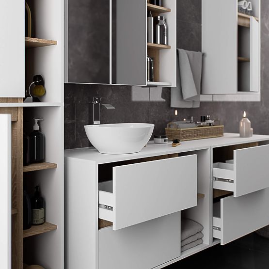KOUPELNOVÁ SKŘÍŇKA POD UMYVADLO VAMI W90 2SZ 2P BÍLÁ / DUB SONOMA
