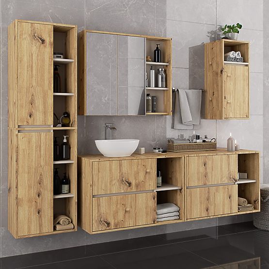 KOUPELNOVÁ SKŘÍŇKA POD UMYVADLO VAMI W90 2SZ 2P DUB ARTISAN / KAŠMÍR