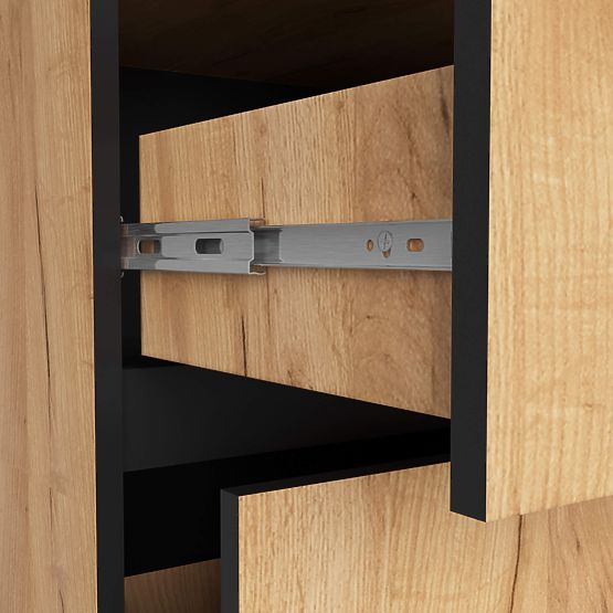 SZAFKA ŁAZIENKOWA POD UMYWALKĘ VAMI W90 2SZ 2P PK DĄB CRAFT / CZARNY