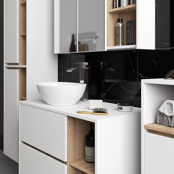 SZAFKA ŁAZIENKOWA WISZĄCA VAMI W50 2D 6P BIAŁA / DĄB SONOMA