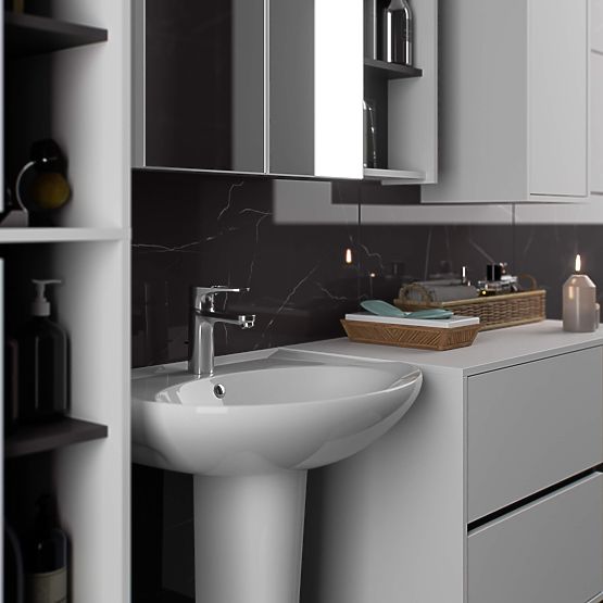 SZAFKA ŁAZIENKOWA WISZĄCA VAMI W50 2D 6P BIAŁA / GRAFIT SZARY