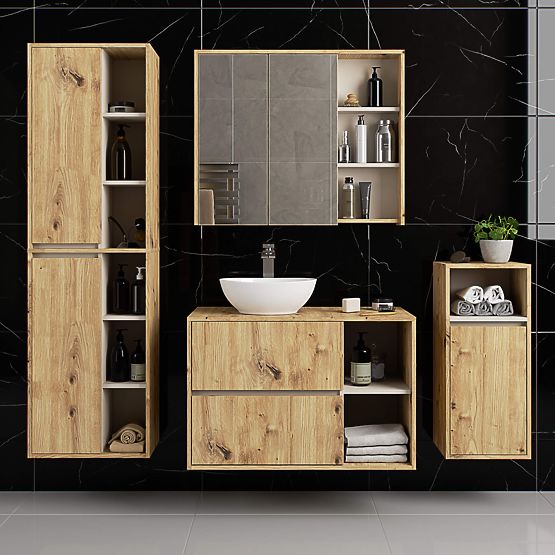 KOUPELNOVÁ SKŘÍŇKA ZÁVĚSNÁ VAMI W50 DUB ARTISAN / KAŠMÍR