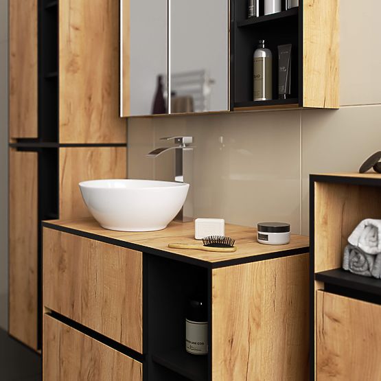 SZAFKA ŁAZIENKOWA WISZĄCA VAMI W50 2D 6P DĄB CRAFT / CZARNY