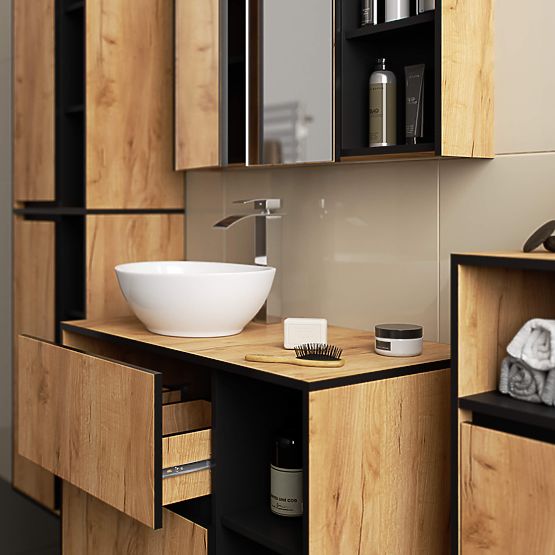 SZAFKA ŁAZIENKOWA WISZĄCA VAMI W50 2D 6P DĄB CRAFT / CZARNY