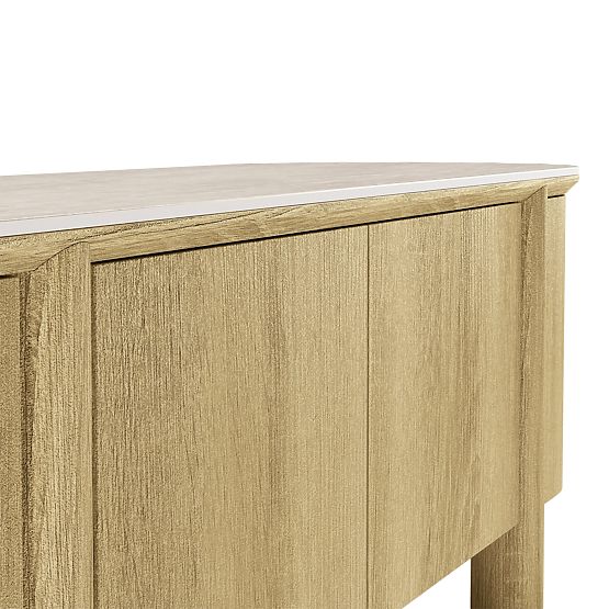 Televizní skříňka Segretto čtyřdveřová, zaoblená, přírodní dub, travertin