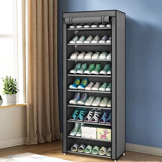 Textilní skříň s policemi na oblečení a boty