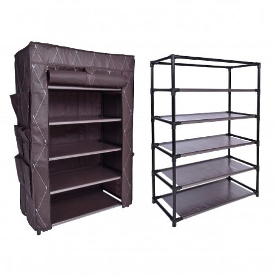 Textilní skříňka na obuv Vitto - hnědá