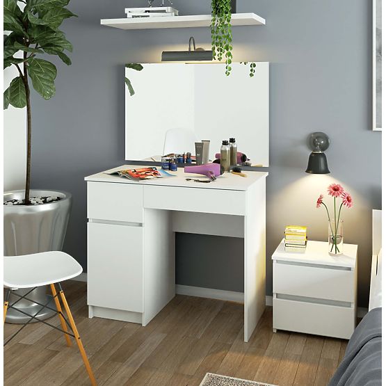 Toaletní stolek se zrcadlem CLP P-2/SL 900x600 LEVÝ PK BÍLÝ