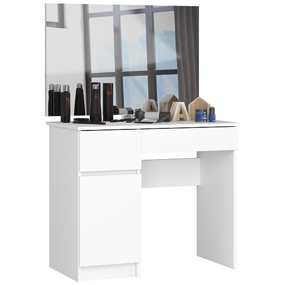 Toaletní stolek se zrcadlem CLP P-2/SL 900x600 LEVÝ PK BÍLÝ