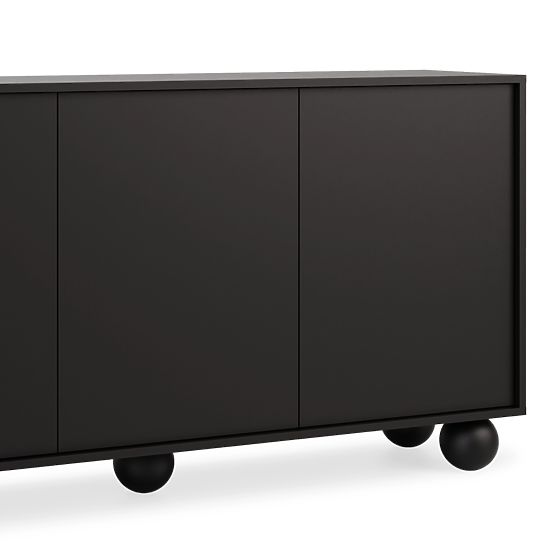 Třídveřová komoda Aldo černá, nožky kuličky