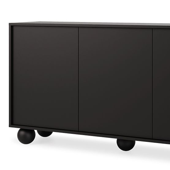 Třídveřová komoda Aldo černá, nožky kuličky
