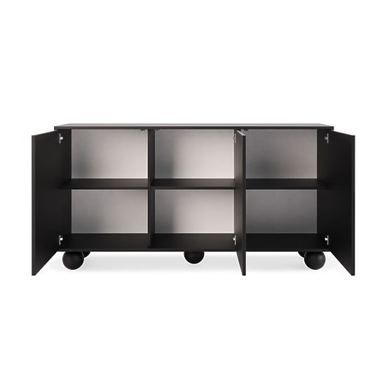 Třídveřová komoda Aldo černá, nožky kuličky
