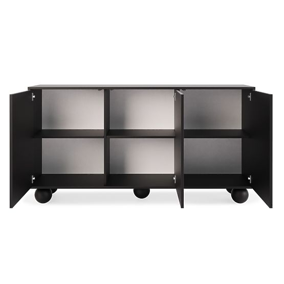 Třídveřová komoda Aldo černá, nožky kuličky