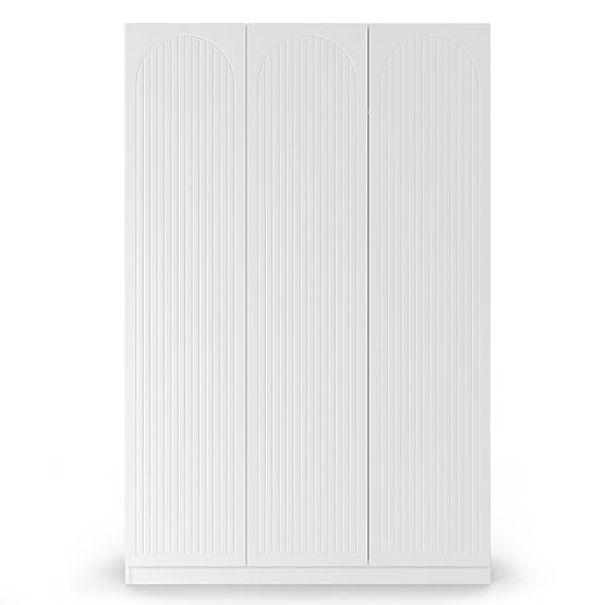 Třídveřová skříň Neroli, drážky v oblouku, bílá