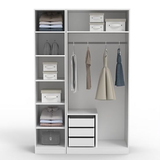 Třídveřová skříň Neroli, zrcadlo/panel oblouk, bílá