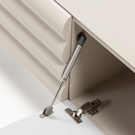 TV skříňka Anatra, rýhovaná, béžová, oblé tvary