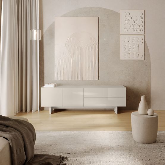 TV skříňka Glim, kašmírová, lesklá