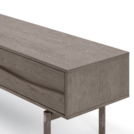 TV skříňka Quadri se zásuvkami, masivní dubové dřevo, dýha, espresso hnědá