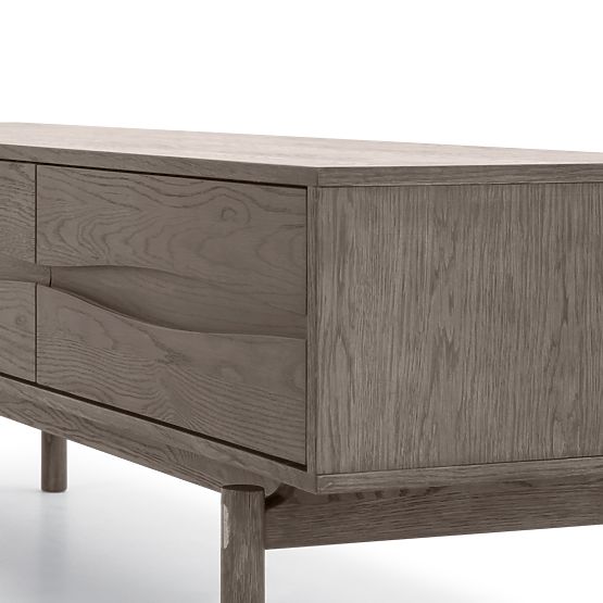 TV skříňka Quadri se zásuvkami, masivní dubové dřevo, dýha, espresso hnědá