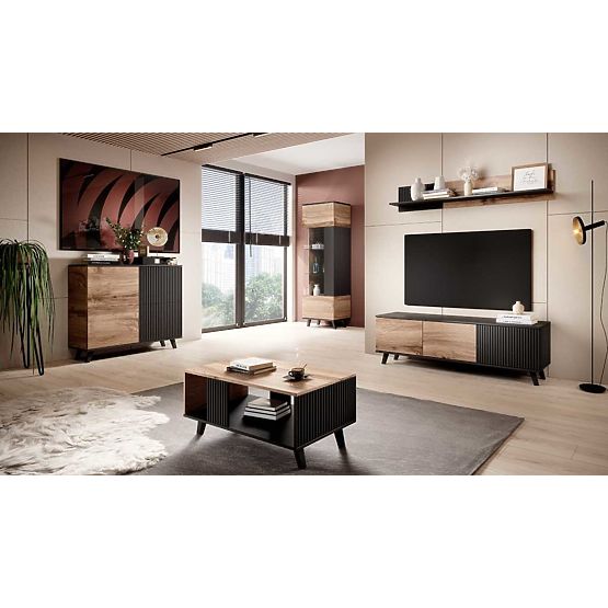 Stolek pod TV RANDOM RTV-1- Dub Wotan/Černý