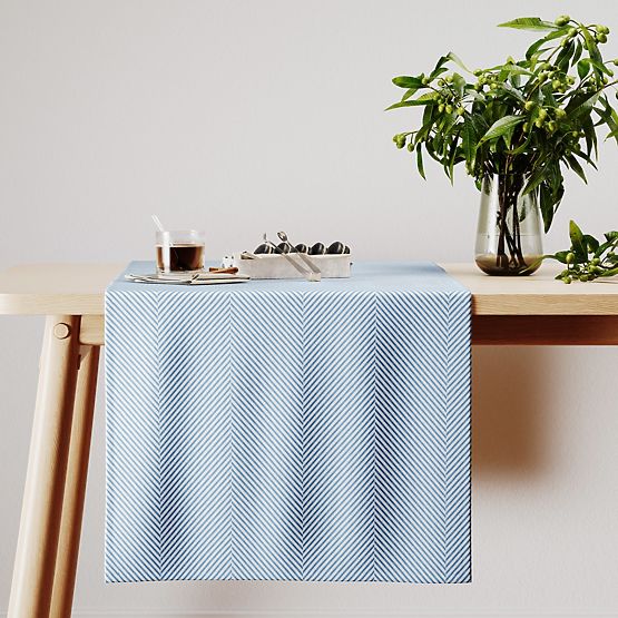 Ubrus CLEAR barva námořnická modrá tištěný motiv boho 40x140 ameliahome