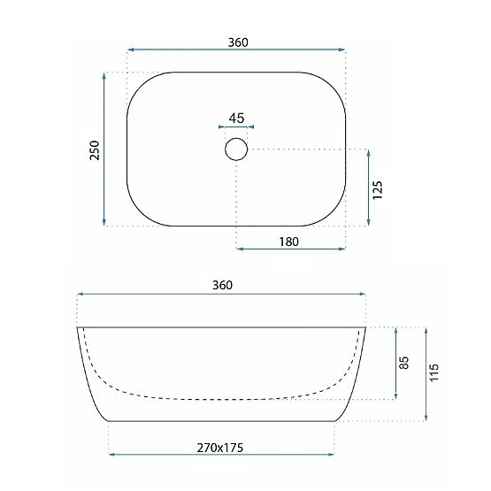 UMYVADLO NA DESKU BELINDA MINI TRAVERTINE MATT