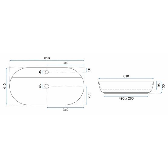 Umyvadlo REA Aura 61 Marmo Shiny