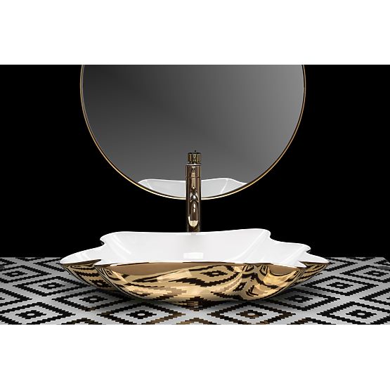 Umyvadlo REA Sea Infinity Gold/Bílá + Zátka