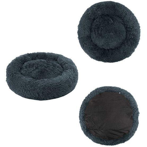 Univerzální plyšový pelíšek pro psa a kočku 60 cm - tmavě šedý
