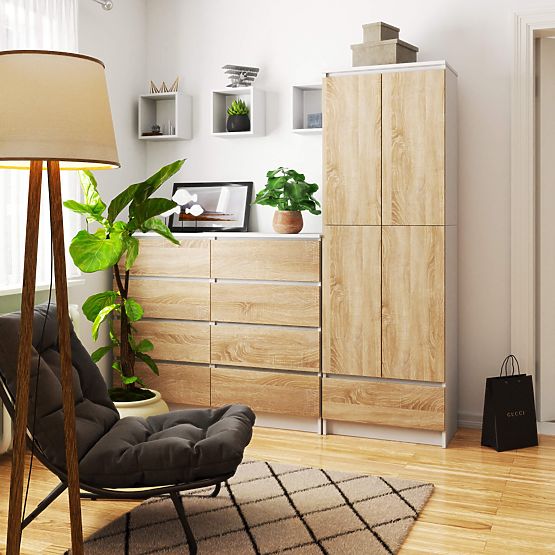 UZAVŘENÁ KNIHOVNA R60 2D 1SZ CLP PK BÍLÁ / SONOMA