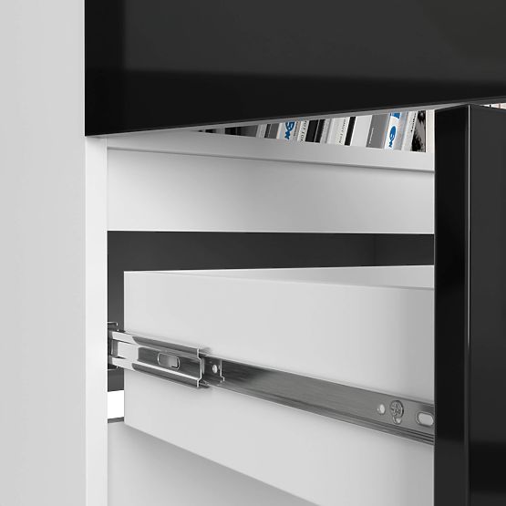 UZAVŘENÝ REGÁL R60 2D 1SZ CLP PK BÍLÝ / ČERNÝ LESK