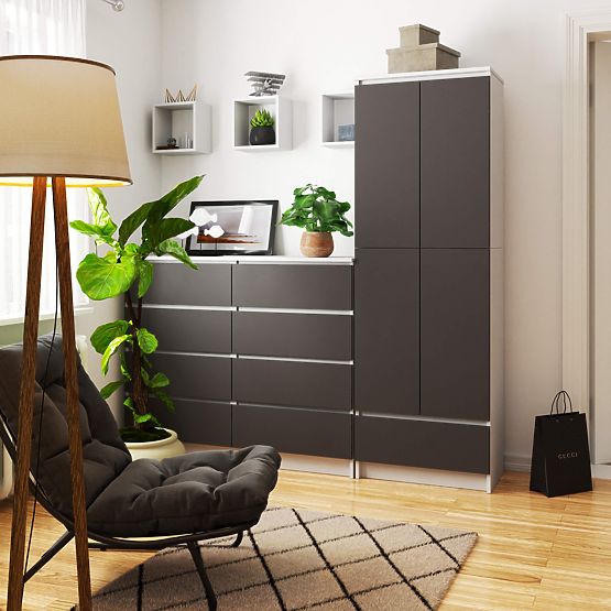 UZAVŘENÝ REGÁL R60 2D 1SZ CLP PK BÍLÝ / ŠEDÝ