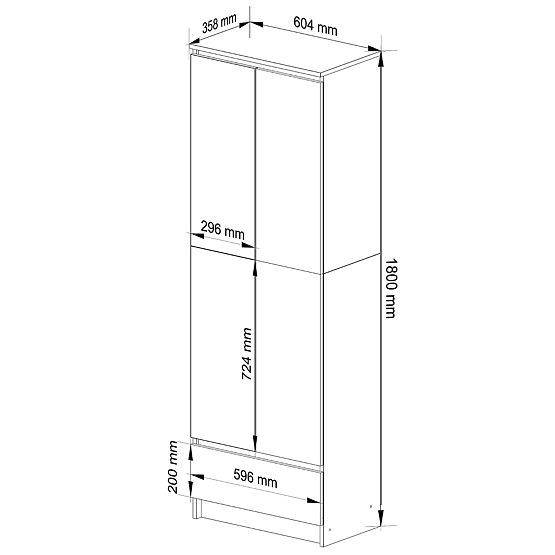 UZAVŘENÝ REGÁL R60 2D 1SZ CLP PK DUB SONOMA