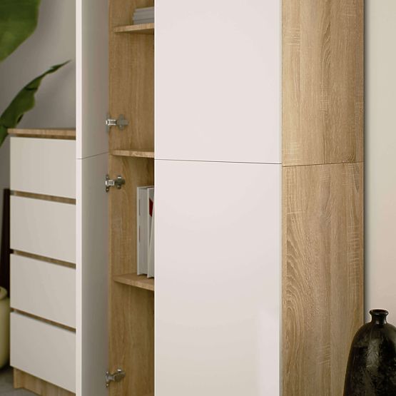 UZAVŘENÝ REGÁL R80 2D 8P CLP DUB SONOMA / BÍLÁ