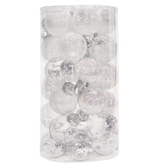 Vánoční ozdoby bílé 30ks sysd1688-057