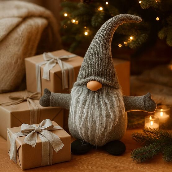 Vánoční skřítek 35 cm YX045 ŠEDÝ