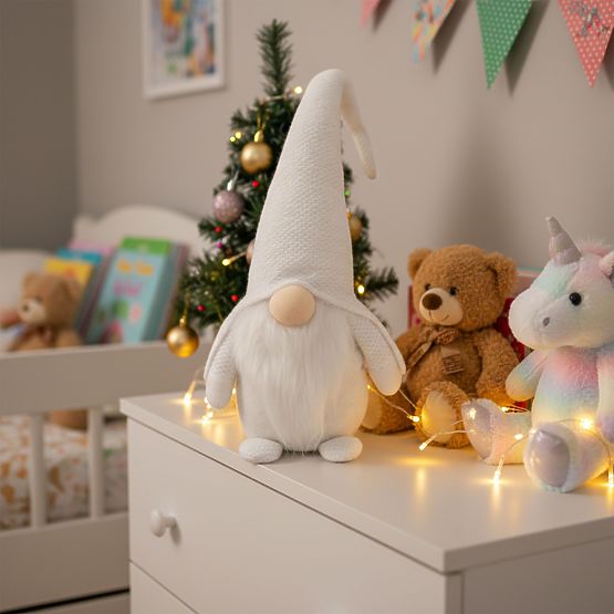 Vánoční skřítek YX068 50cm Bílý