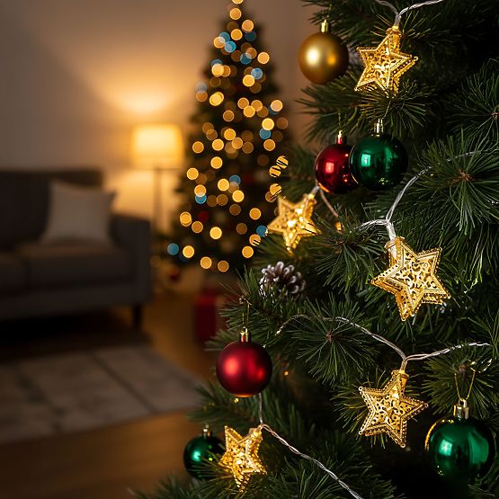 Vánoční světýlka Girlanda LED Zlaté Hvězdičky 391020