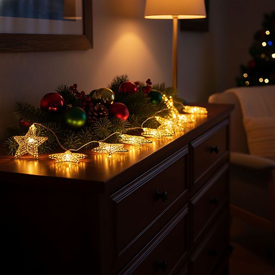 Vánoční světýlka Girlanda LED Zlaté Hvězdičky 391020