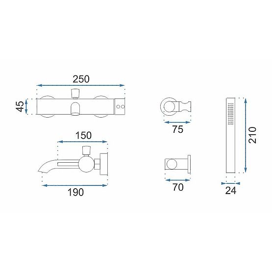 Vanová baterie Rea Lungo Měď