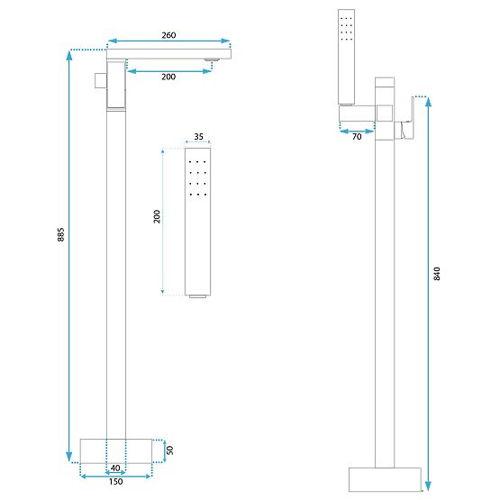 Vanová baterie Rea TERY Zlatá
