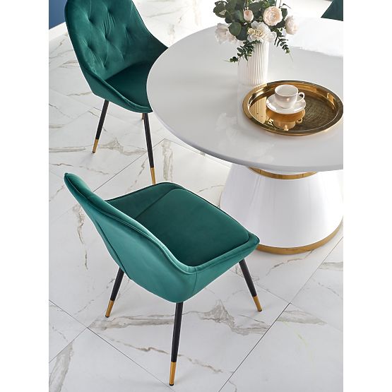 VEGAS stůl, deska - bílá, noha - bílá / zlatá