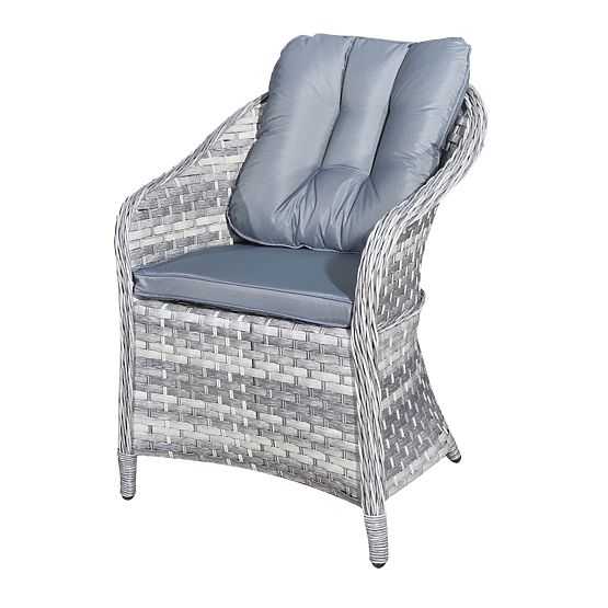 Velká jídelní souprava z technoratanu (6 křesel + stůl) MODERNO světle šedá