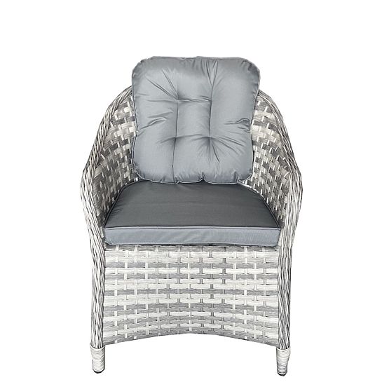 Velká jídelní souprava z technoratanu (6 křesel + stůl) MODERNO světle šedá