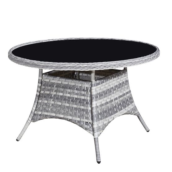 Velká jídelní souprava z technoratanu (6 křesel + stůl) MODERNO světle šedá