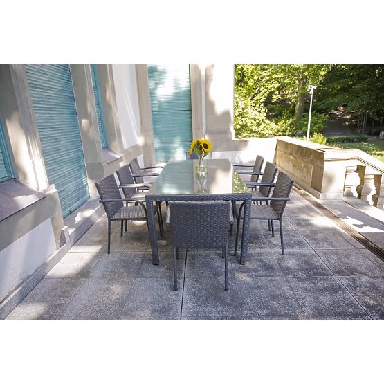 Velká jídelní souprava z technoratanu (8 židlí + velký stůl) SOTTILE šedá