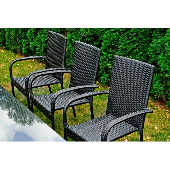 Velká jídelní souprava z technoratanu (stůl 200x100cm + 8 židlí) SOTTILE černá