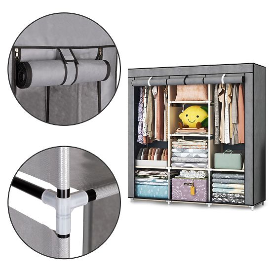 Velká textilní skříň s policemi na oblečení a boty